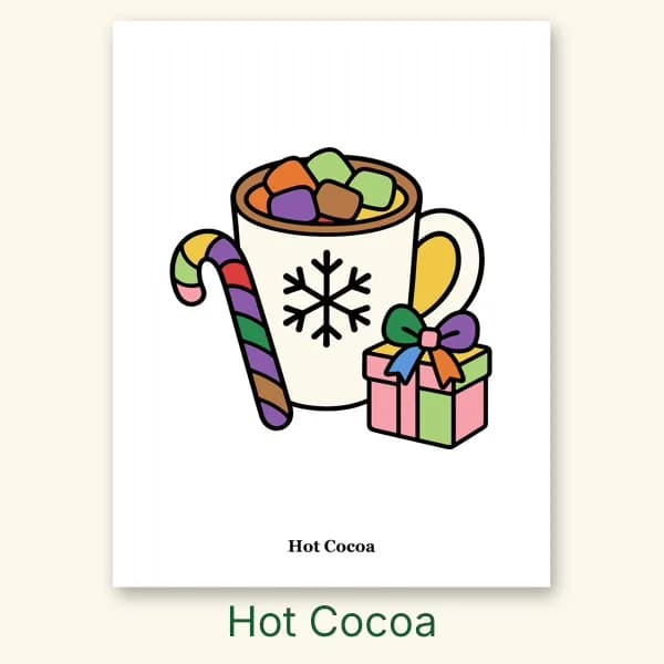 Hot cocoa coloring page with a large print name