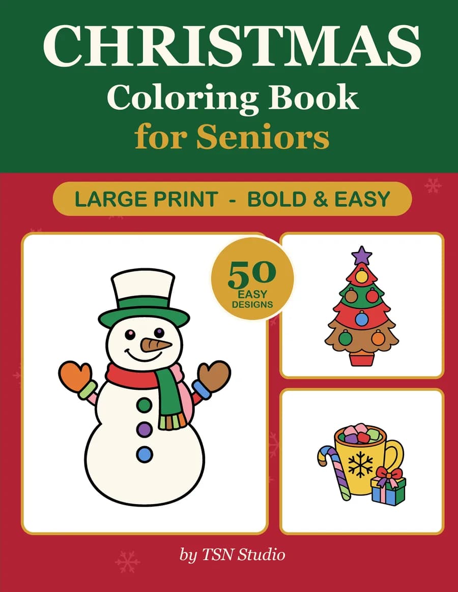 Large Print Christmas Coloring Book for Seniors cover