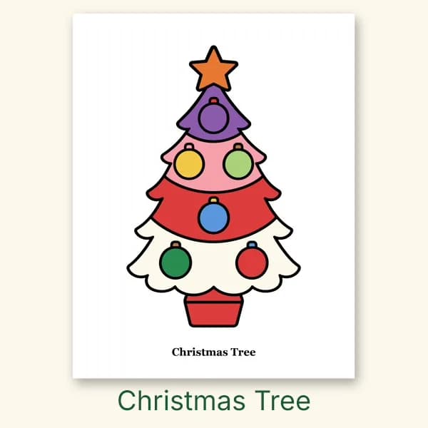 Christmas tree coloring page with extra-thick outlines