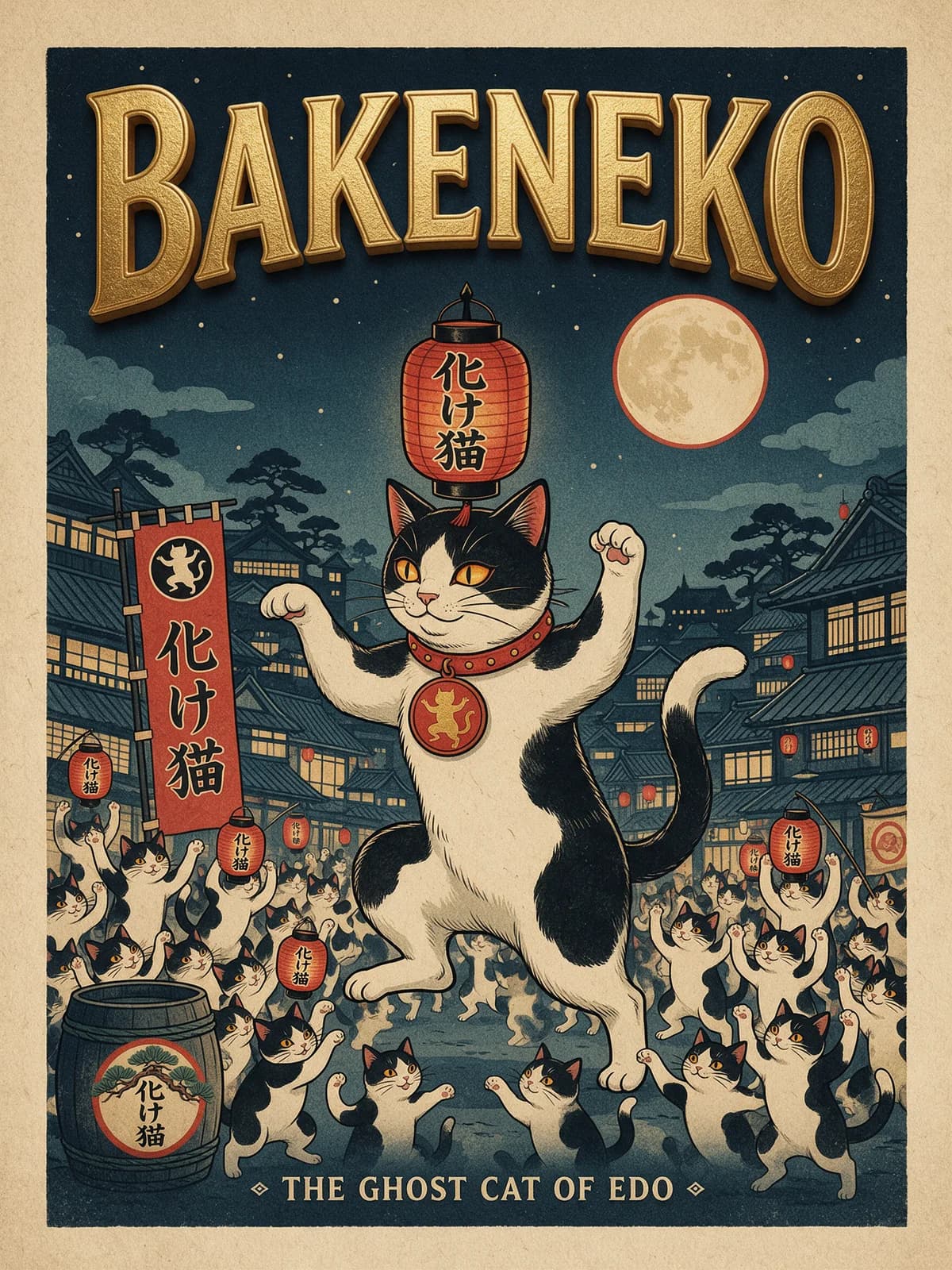 The Ghost Cat of Edo Bakeneko Metal Poster, personalized metal