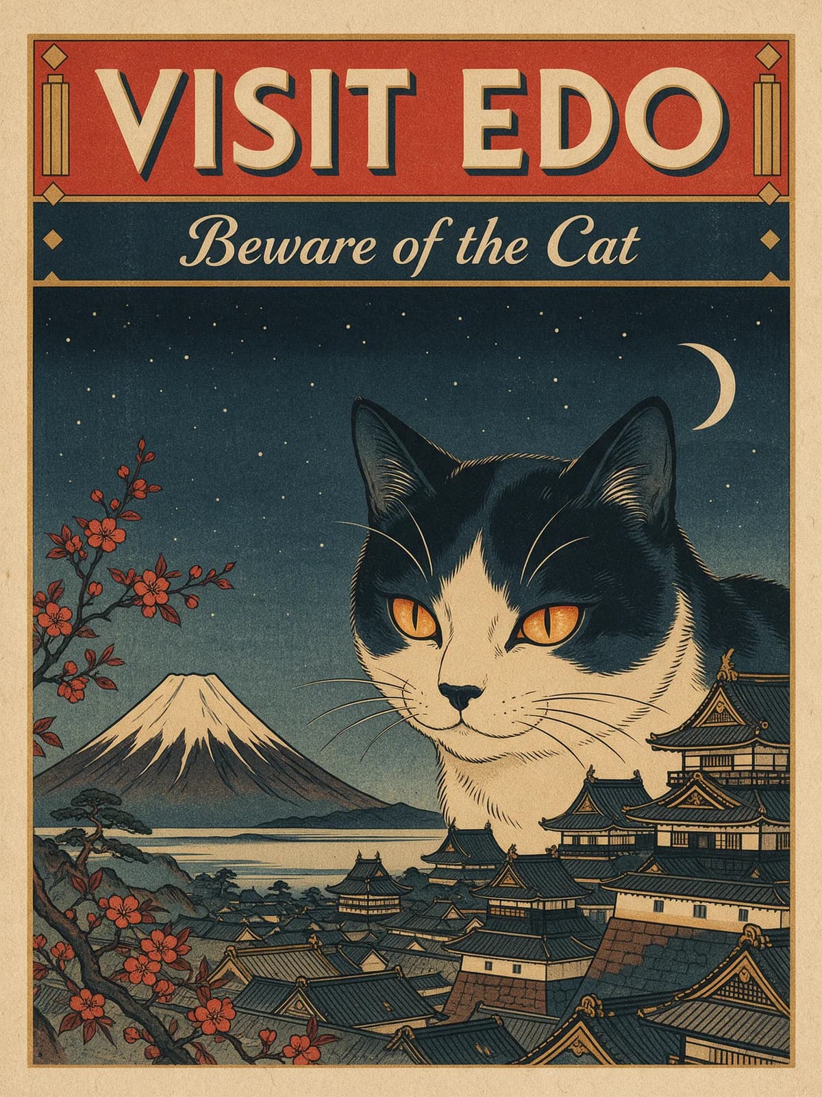 Visit Edo Bakeneko Metal Poster, personalized metal
