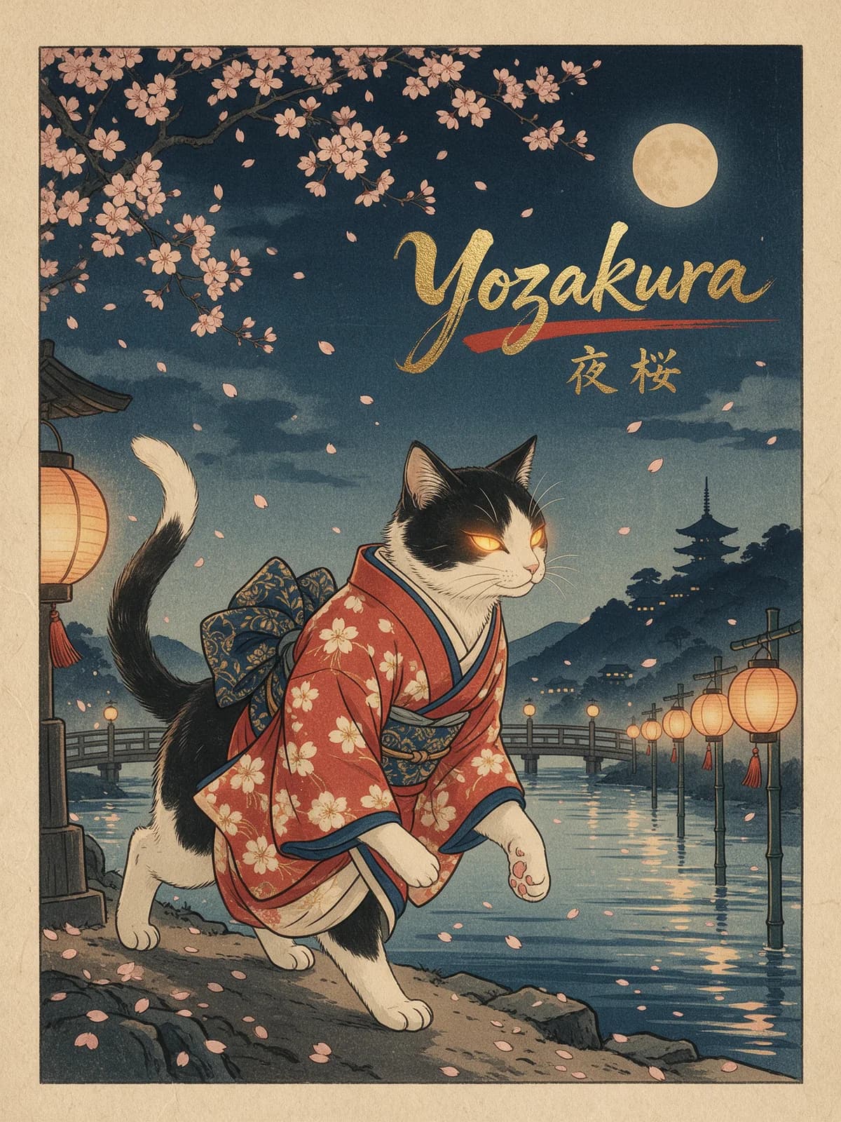 Yozakura Bakeneko Metal Poster, personalized metal