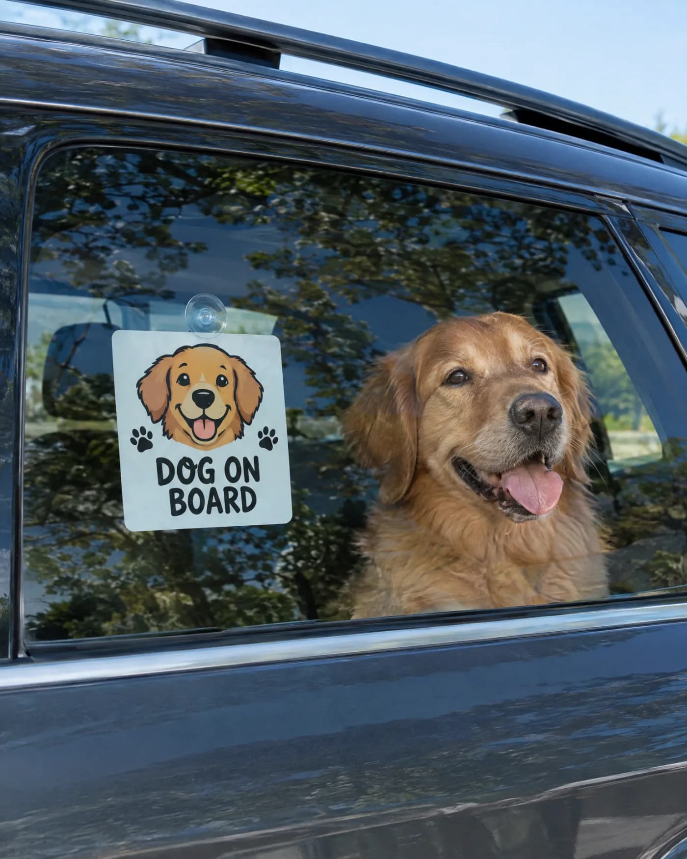 Car Window Sign — Dog on board. Baby on board. Legend on board.