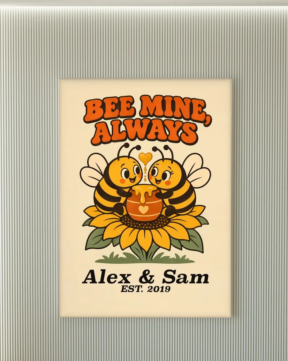 Bee Mine, Always Personalized Couple Print, personalized couple wall art sample design