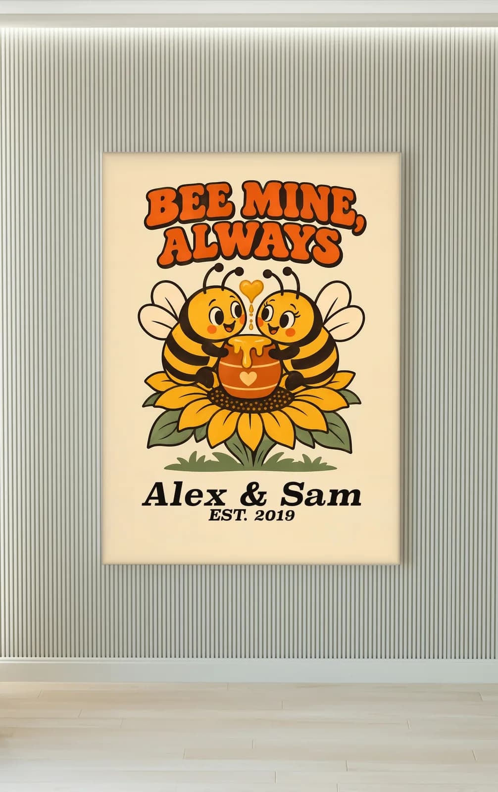 Bee Mine, Always Personalized Couple Print, personalized couple wall art sample design
