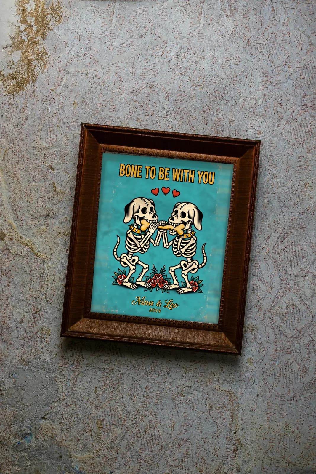Bone to Be With You Personalized Couple Print, personalized couple wall art sample design