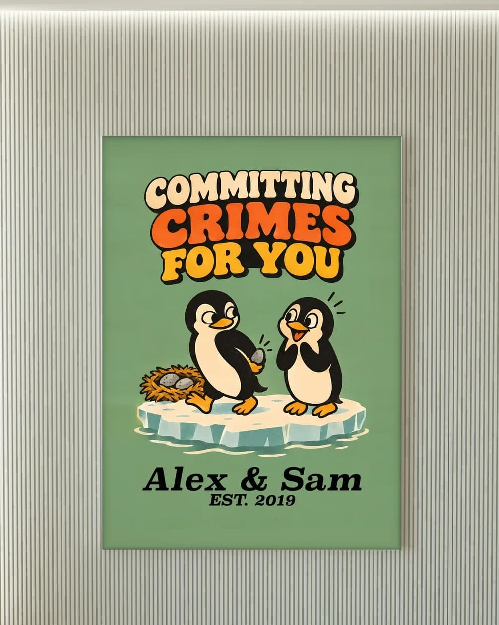 Committing Crimes for You Personalized Couple Print, personalized couple wall art sample design