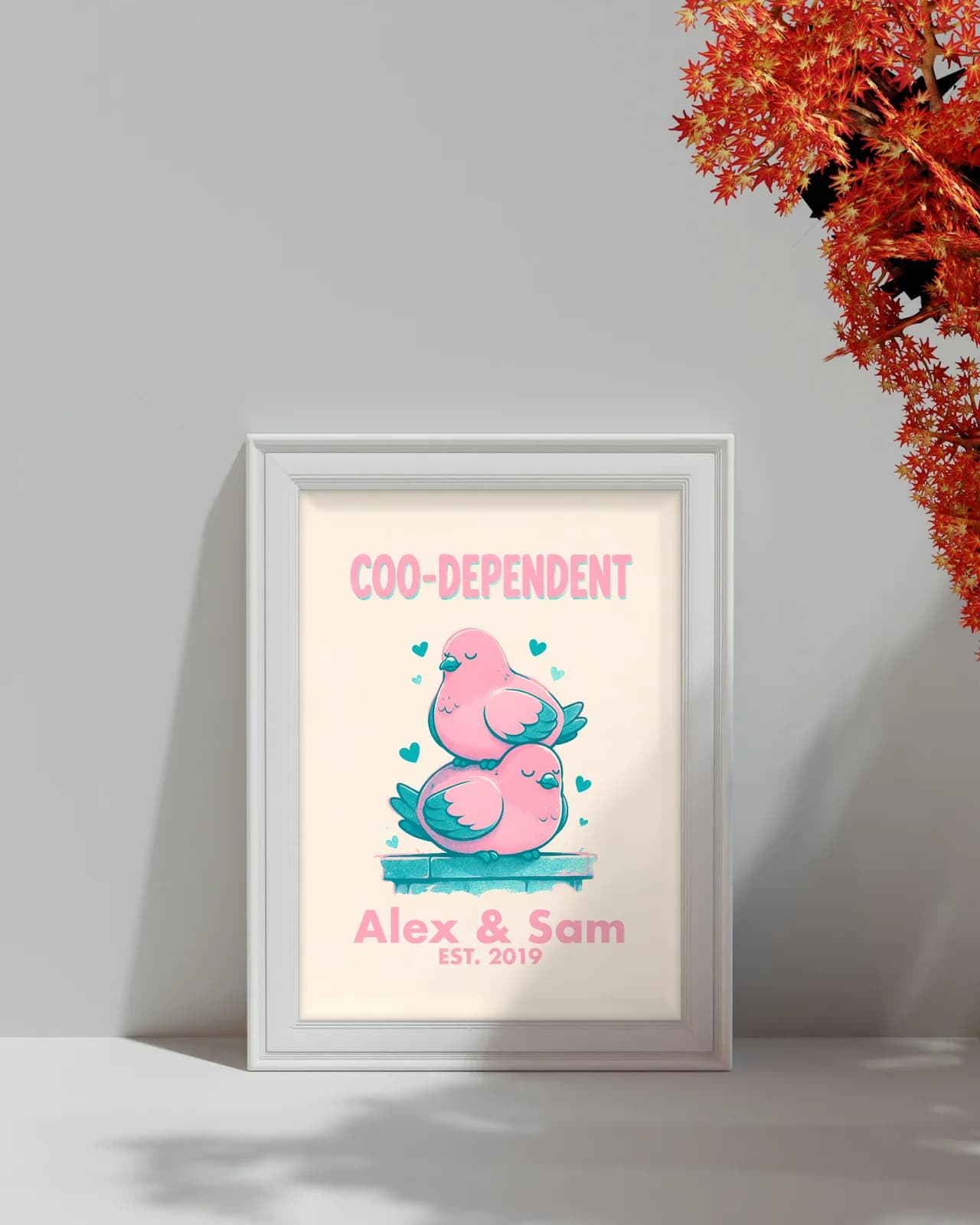 Coo-Dependent Personalized Couple Print, personalized couple wall art sample design