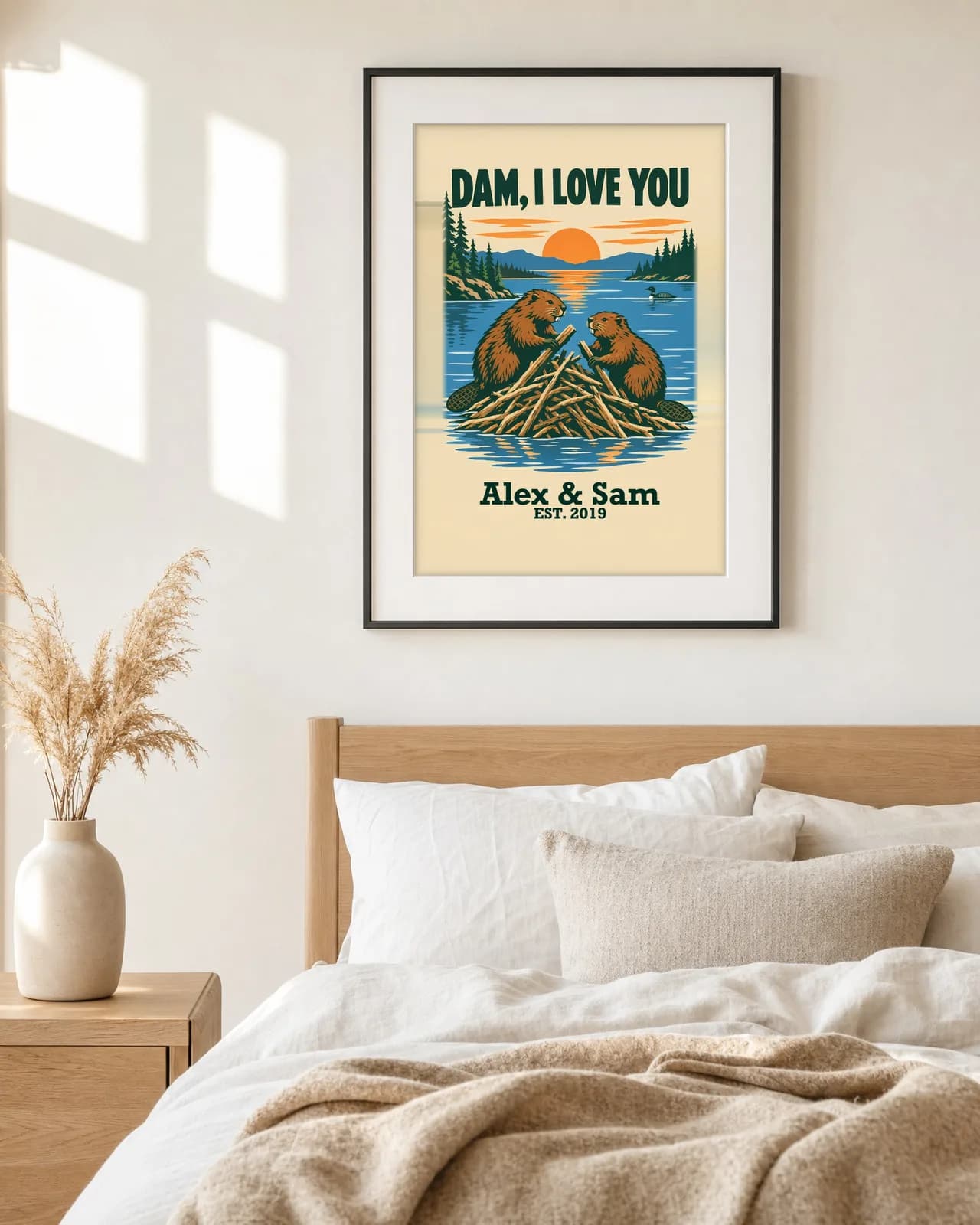 Dam, I Love You Personalized Couple Print, personalized couple wall art sample design