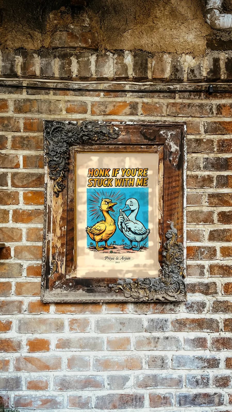 Honk If You're Stuck With Me Personalized Couple Print, personalized couple wall art sample design