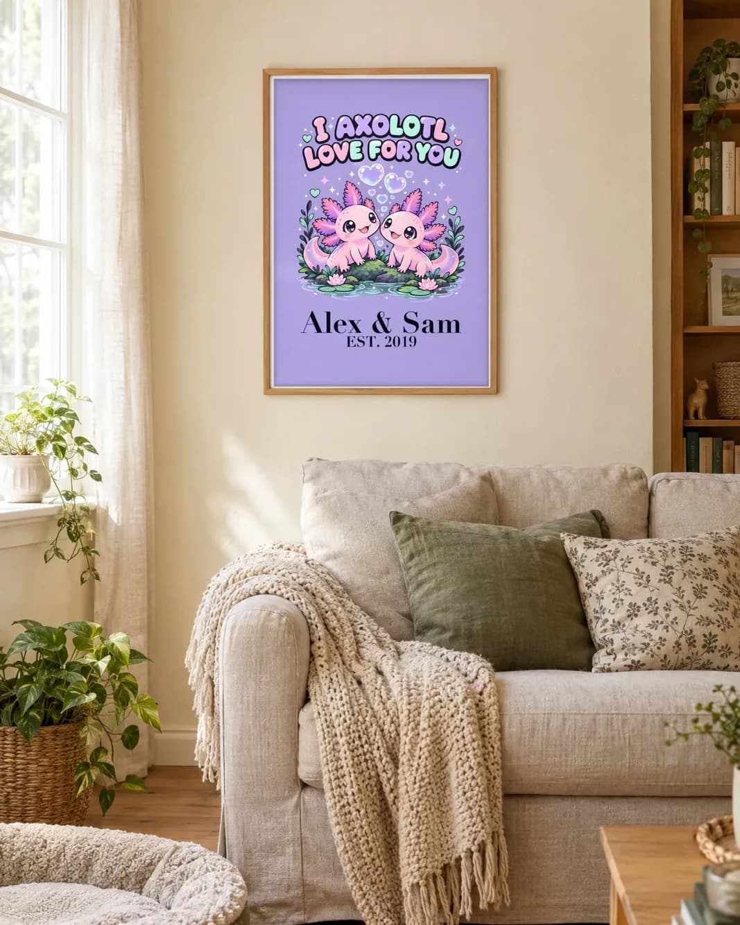 I Axolotl Love for You Personalized Couple Print, personalized couple wall art sample design