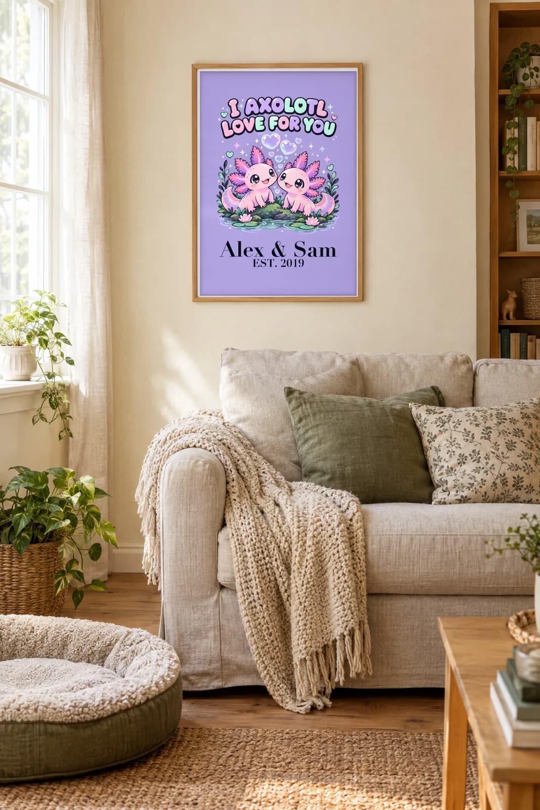 I Axolotl Love for You Personalized Couple Print, personalized couple wall art sample design
