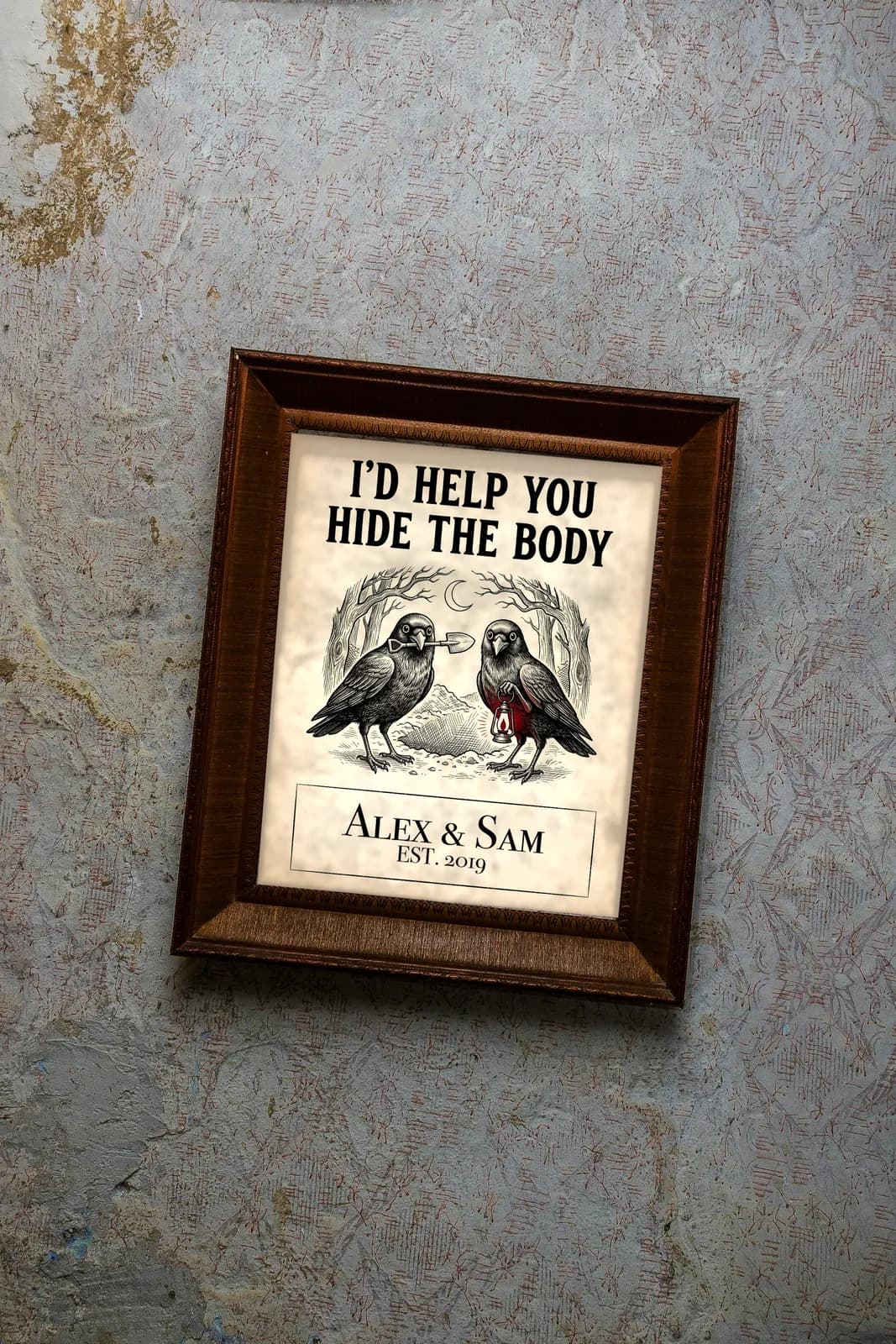 I'd Help You Hide the Body Personalized Couple Print, personalized couple wall art sample design