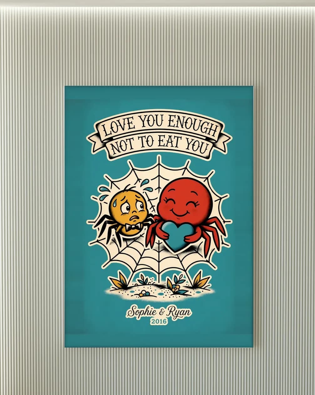 Love You Enough Not to Eat You Personalized Couple Print, personalized couple wall art sample design