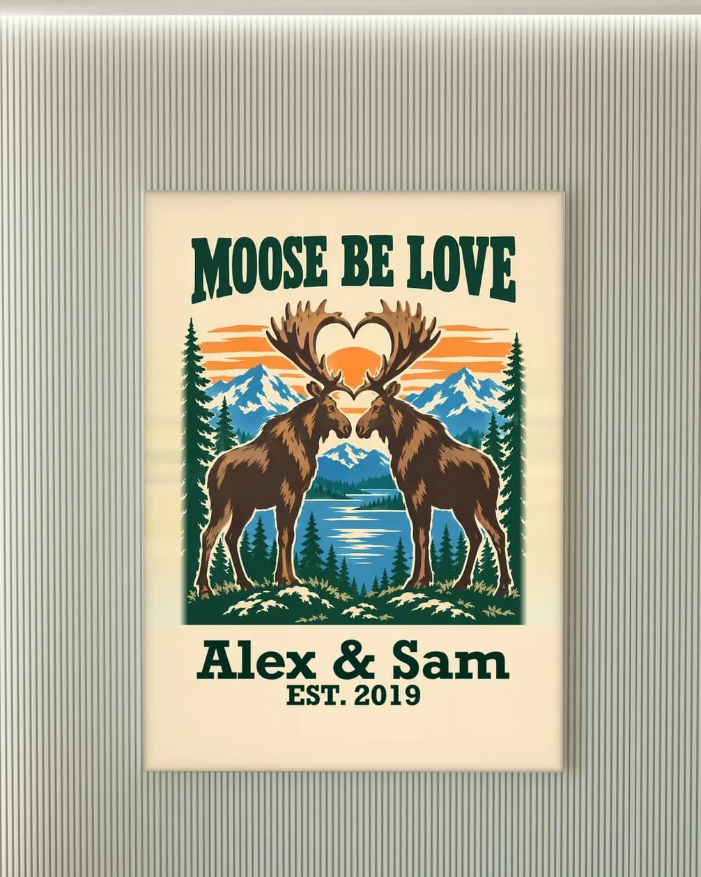 Moose Be Love Personalized Couple Print, personalized couple wall art sample design