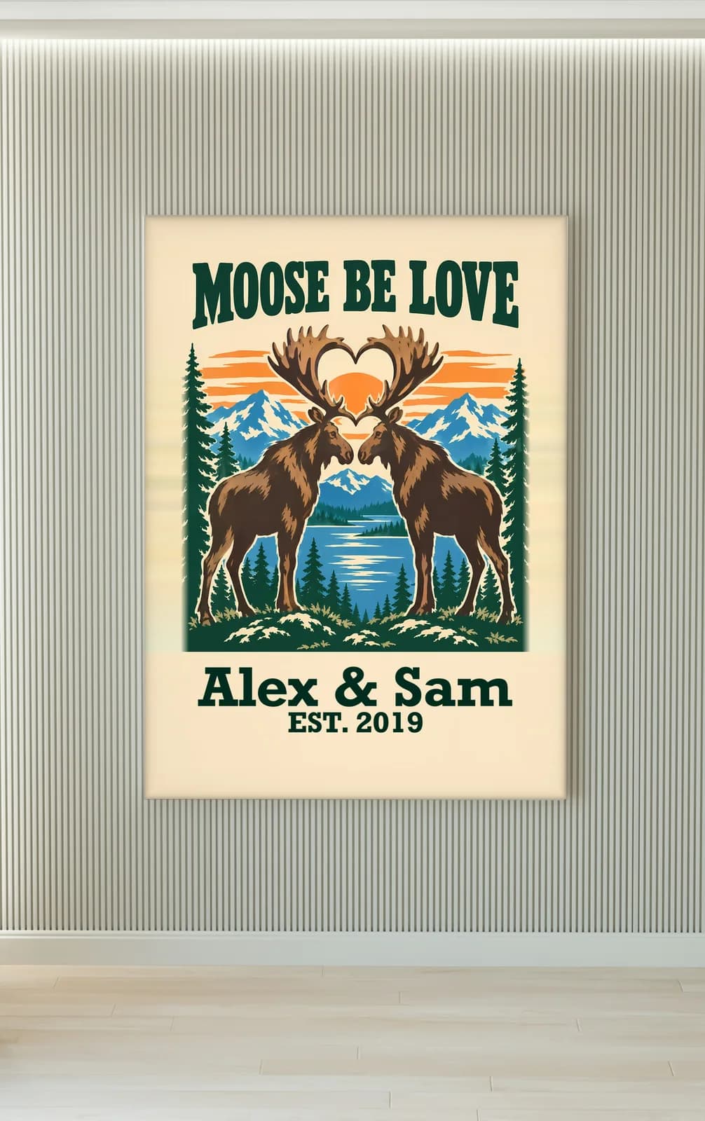 Moose Be Love Personalized Couple Print, personalized couple wall art sample design