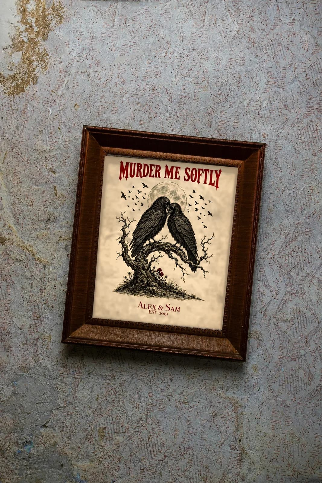 Murder Me Softly Personalized Couple Print, personalized couple wall art sample design