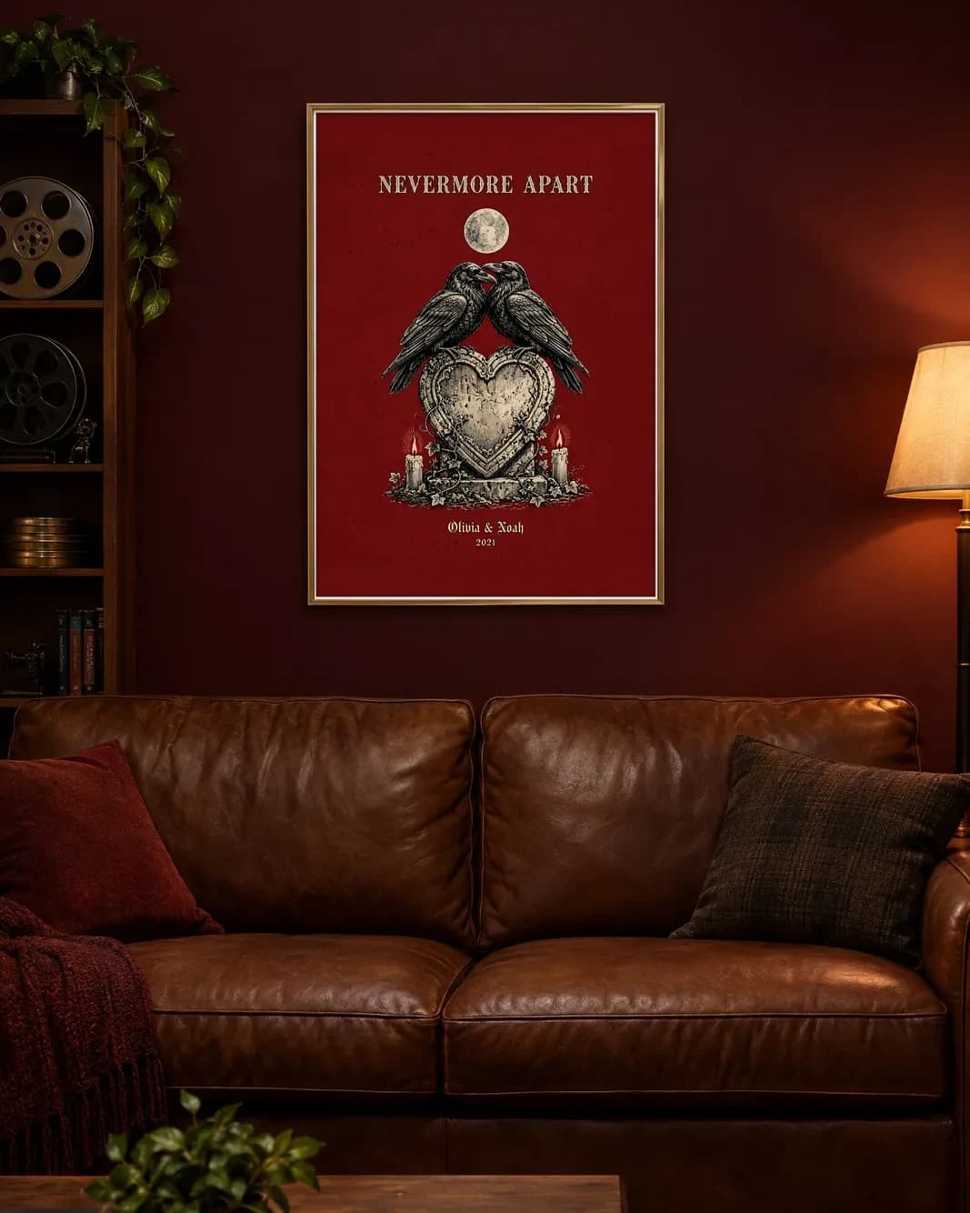 Nevermore Apart Personalized Couple Print, personalized couple wall art sample design