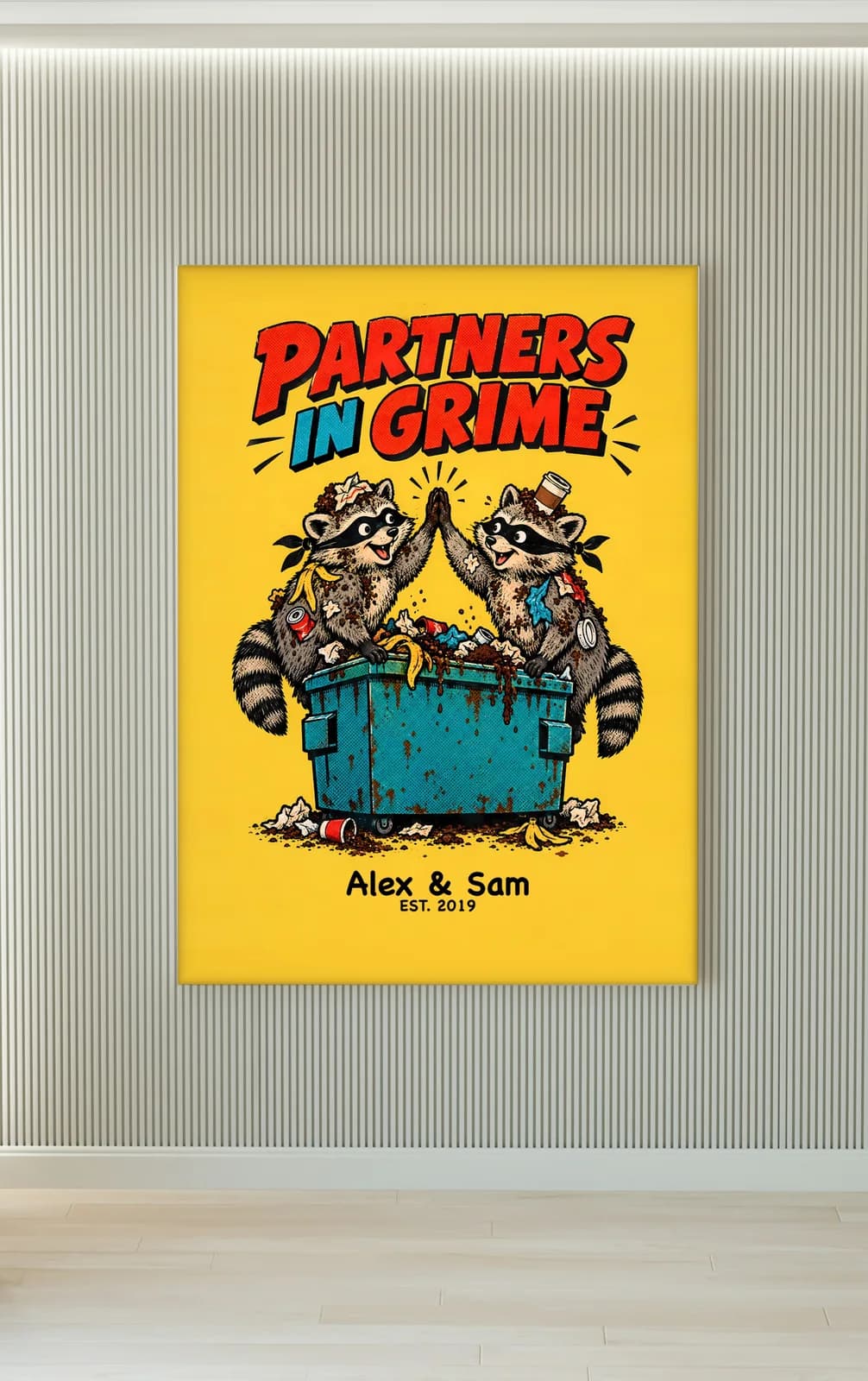Partners in Grime Personalized Couple Print, personalized couple wall art sample design