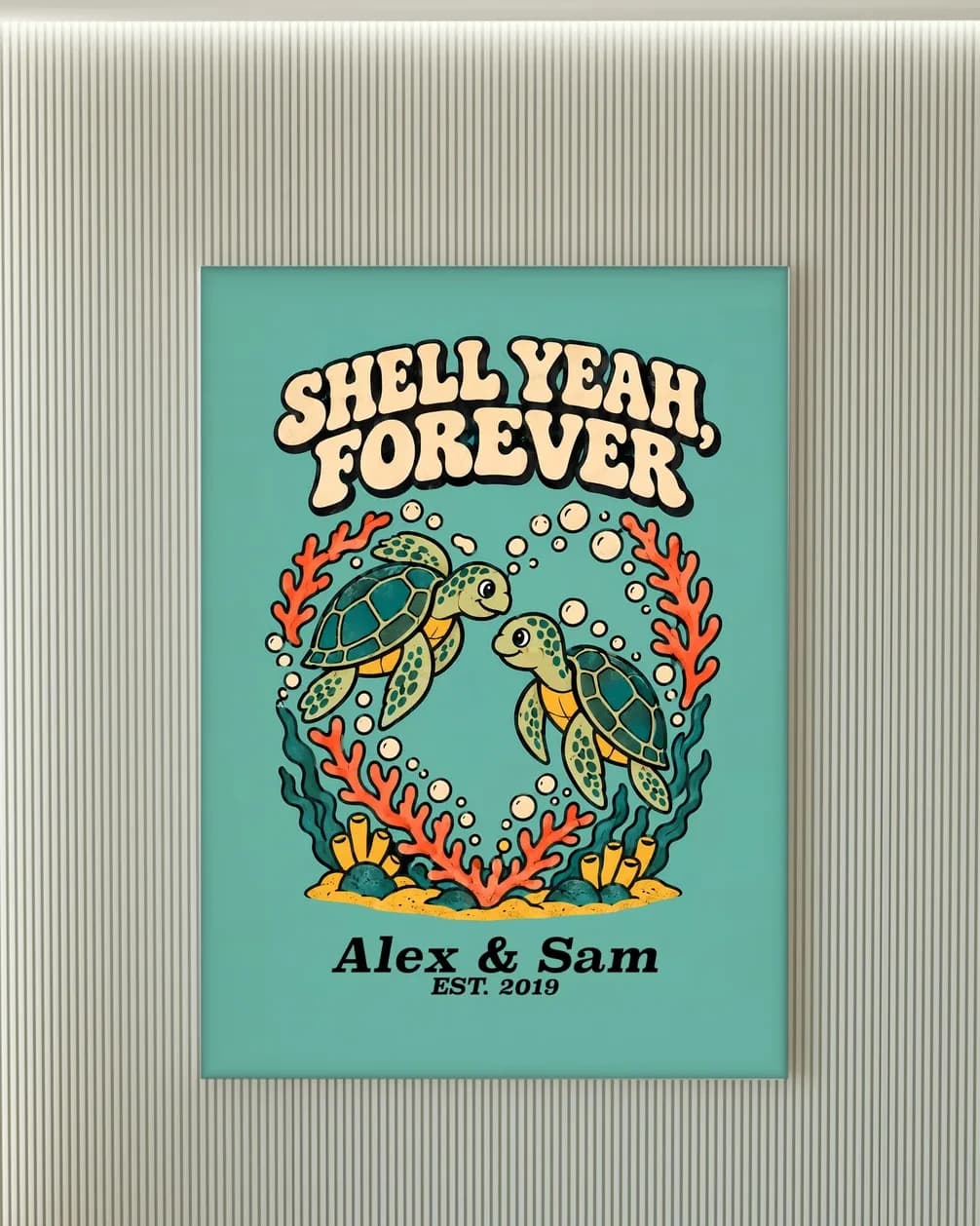Shell Yeah, Forever Personalized Couple Print, personalized couple wall art sample design