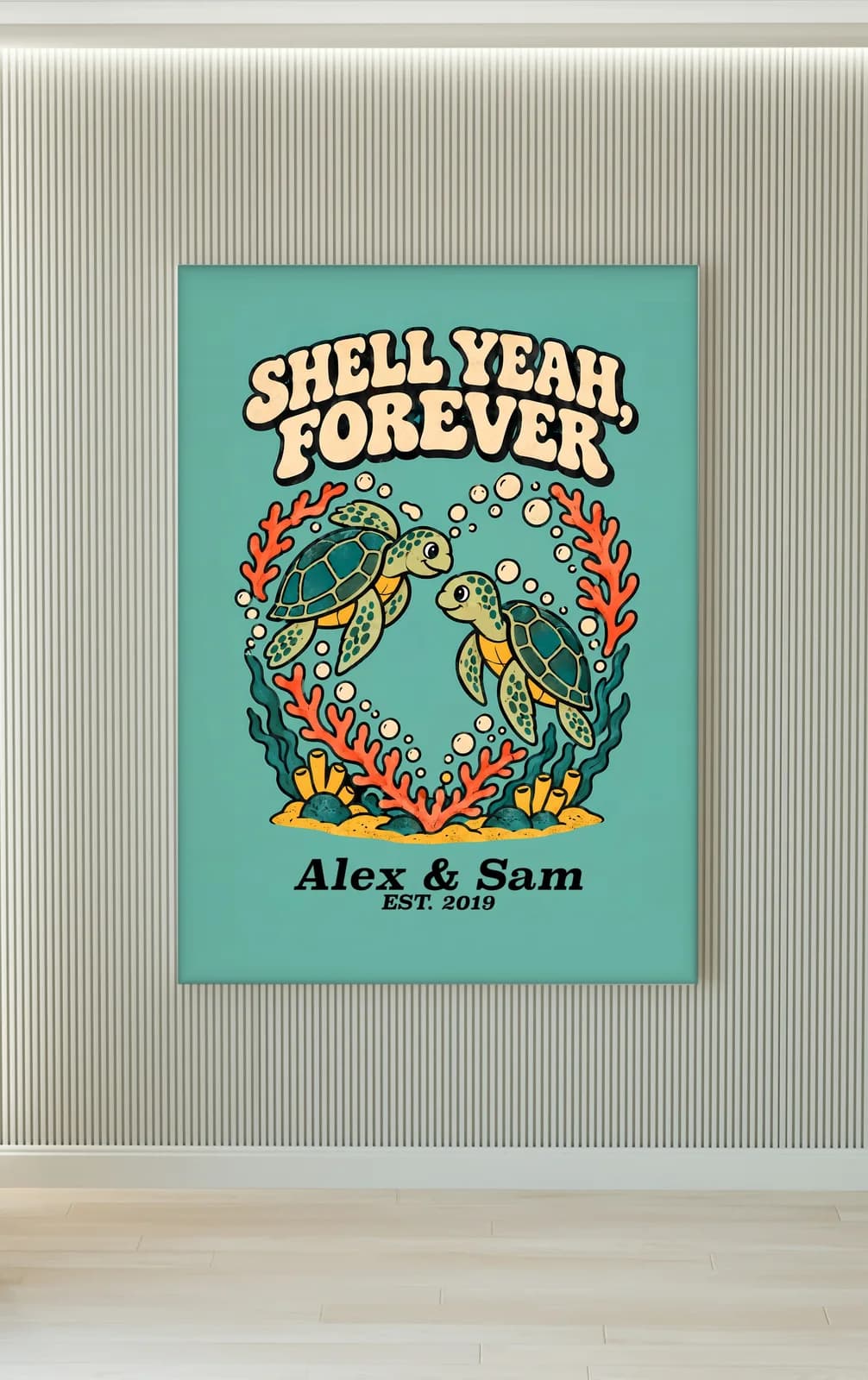 Shell Yeah, Forever Personalized Couple Print, personalized couple wall art sample design