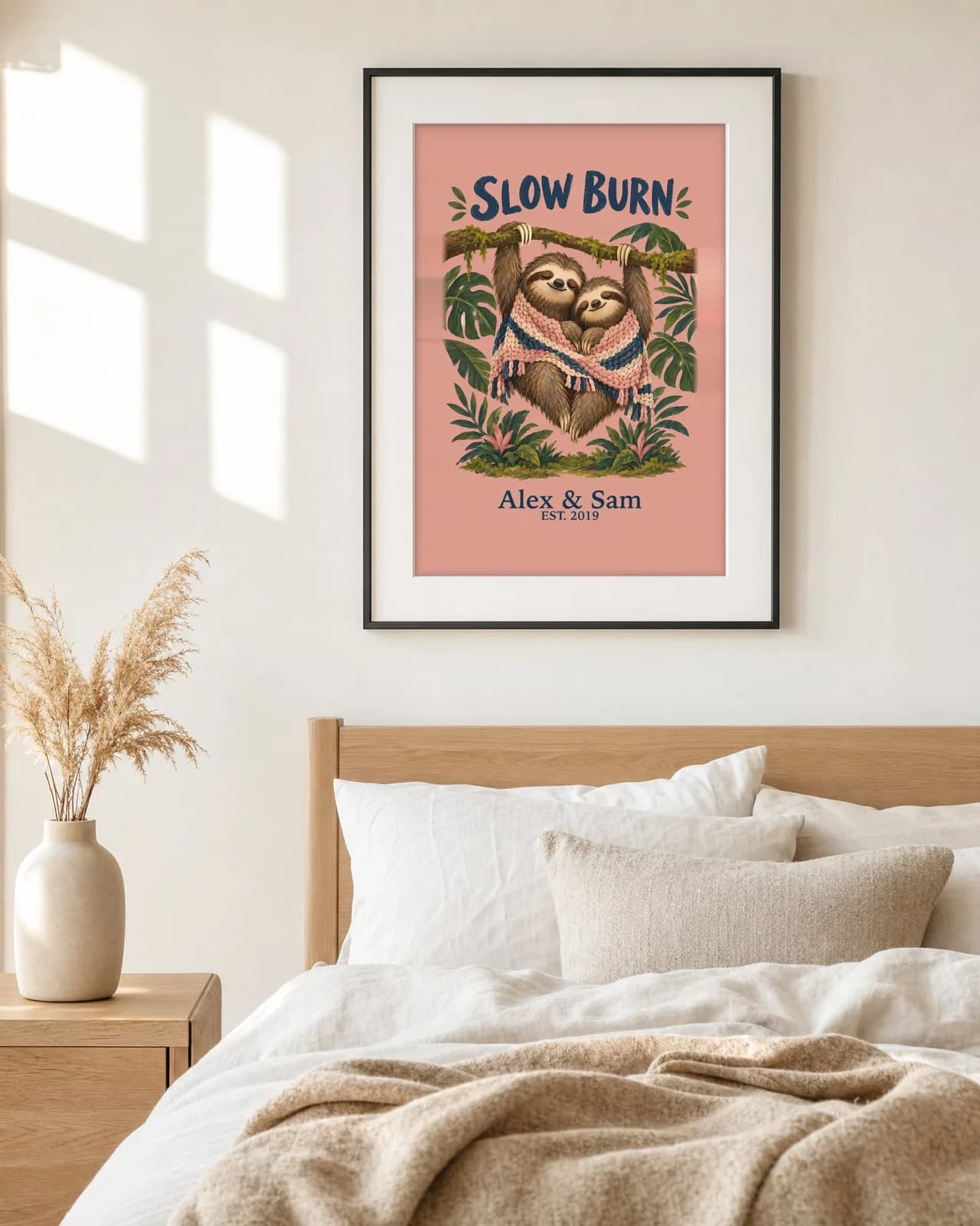 Slow Burn Personalized Couple Print, personalized couple wall art sample design