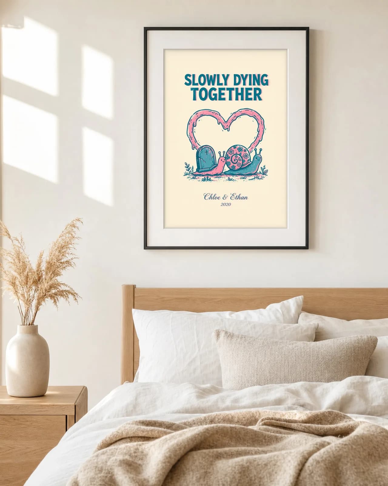 Slowly Dying Together Personalized Couple Print, personalized couple wall art sample design