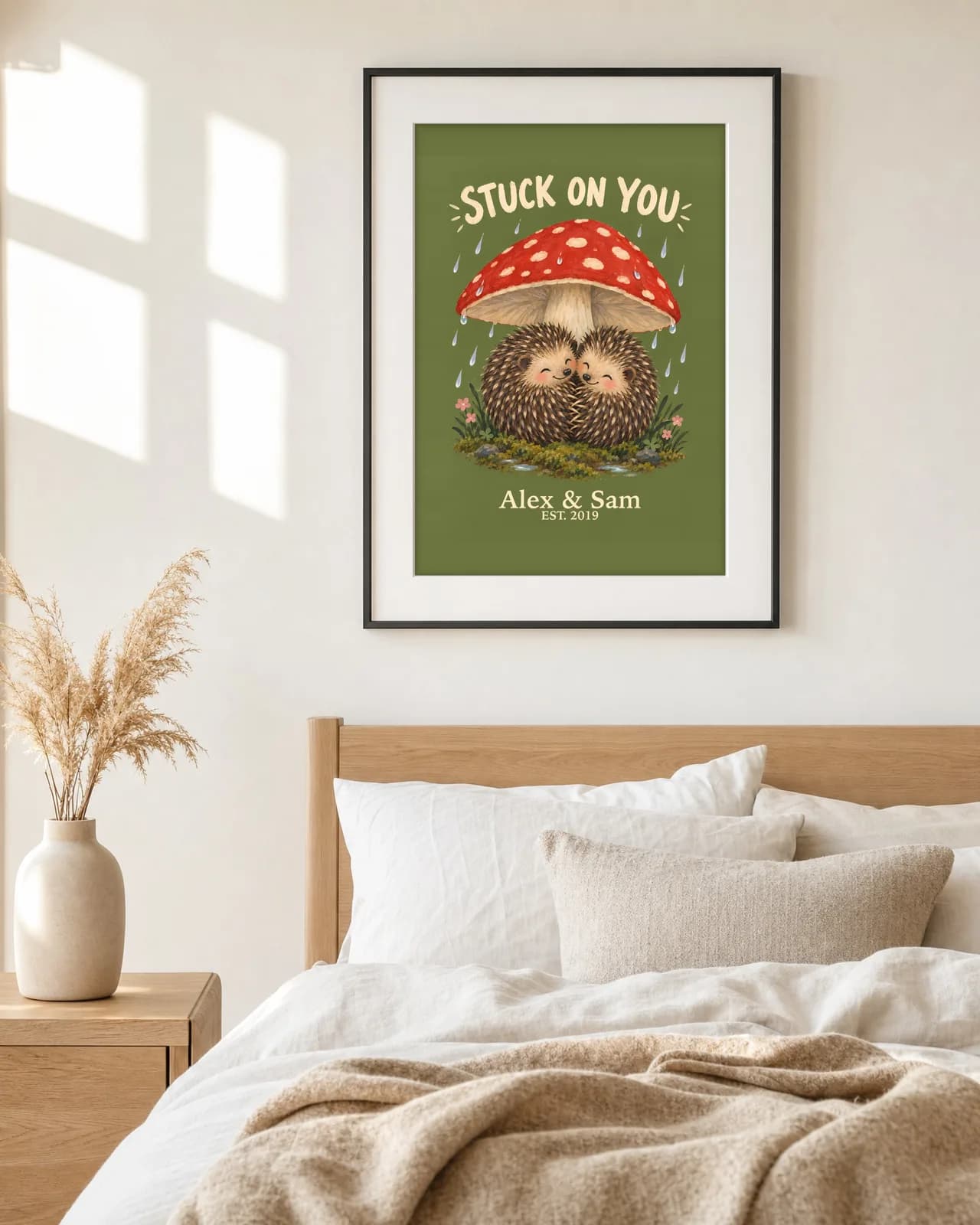 Stuck on You Personalized Couple Print, personalized couple wall art sample design