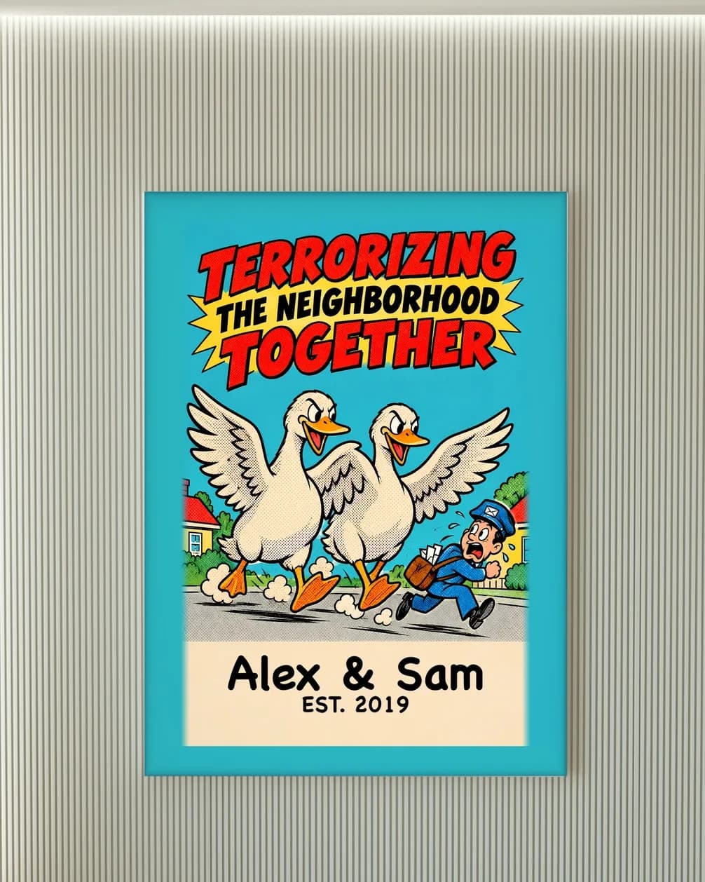 Terrorizing the Neighborhood Together Personalized Couple Print, personalized couple wall art sample design
