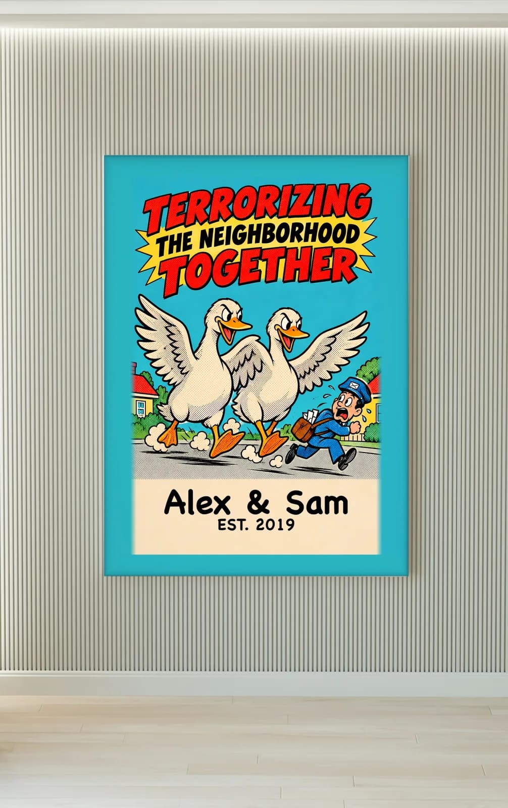 Terrorizing the Neighborhood Together Personalized Couple Print, personalized couple wall art sample design