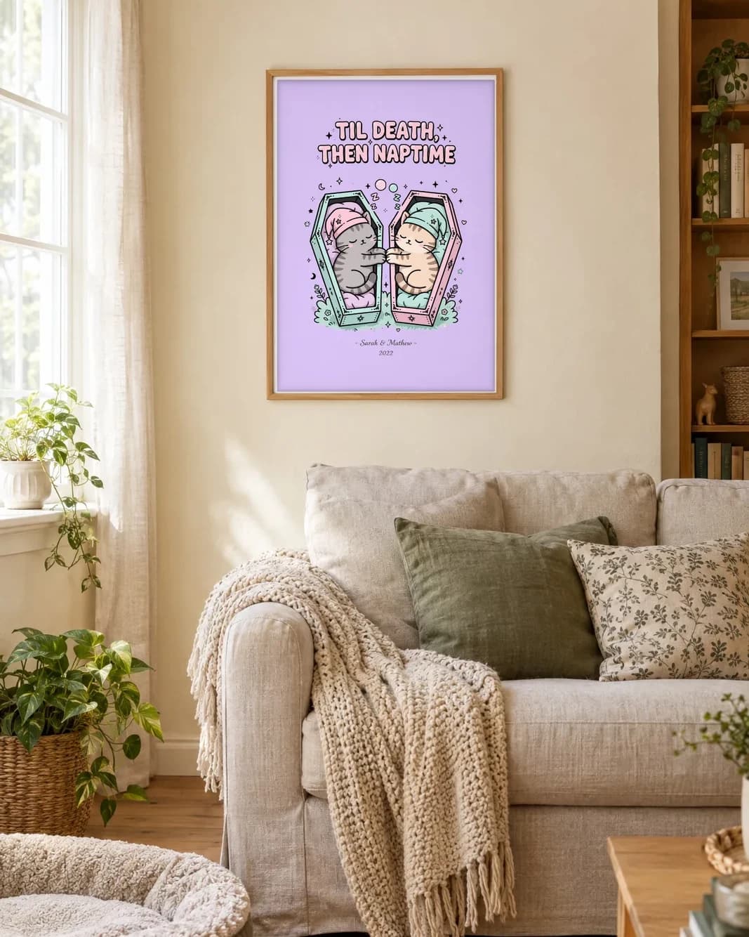 Til Death, Then Naptime Personalized Couple Print, personalized couple wall art sample design