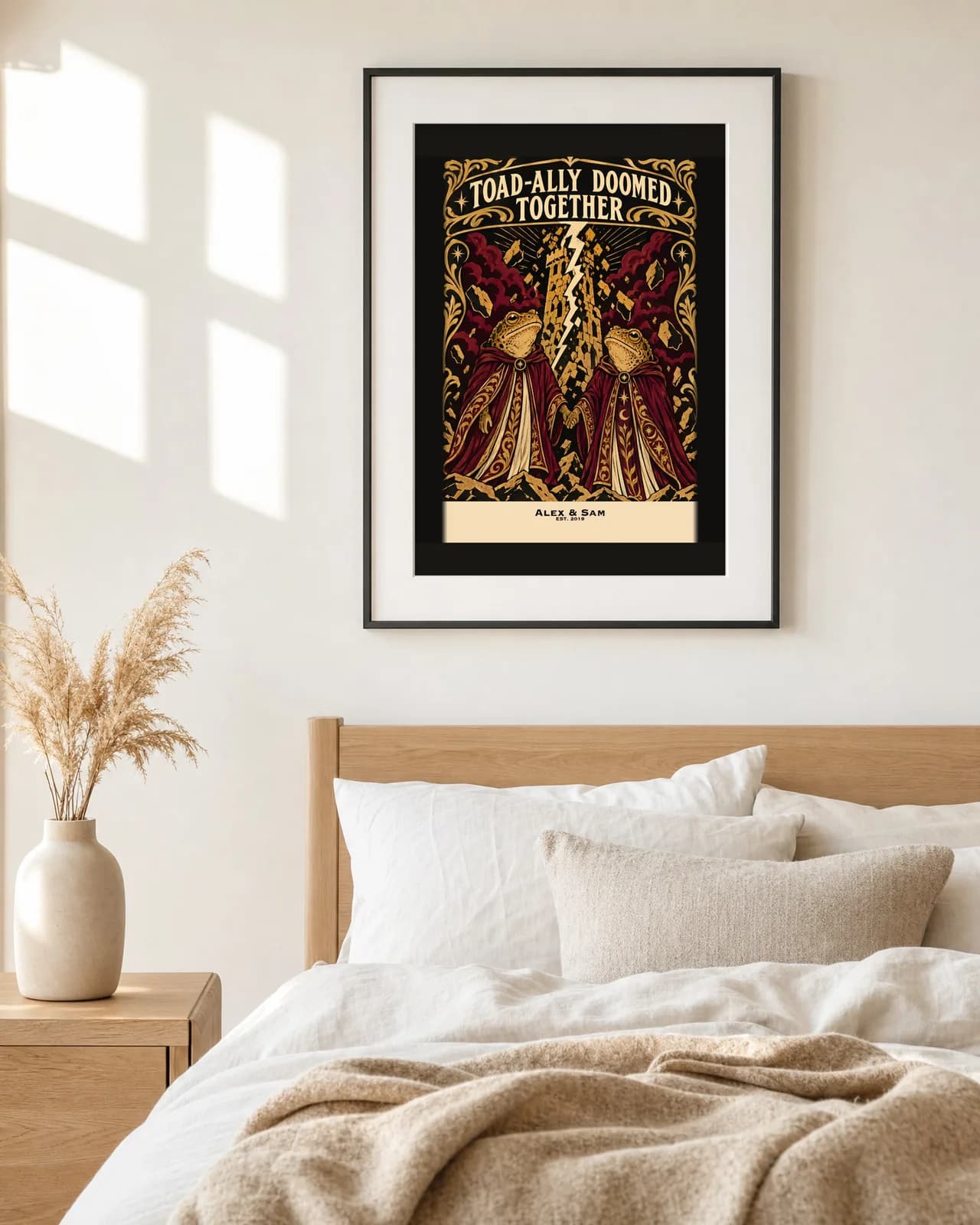 Toad-ally Doomed Together Personalized Couple Print, personalized couple wall art sample design