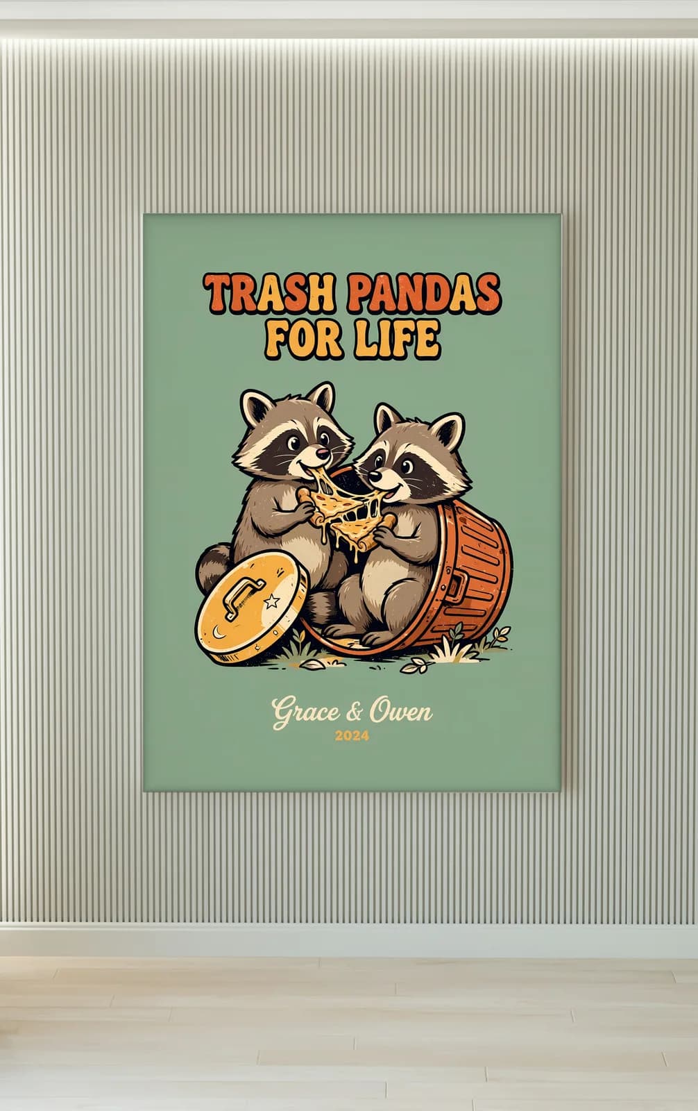 Trash Pandas for Life Personalized Couple Print, personalized couple wall art sample design