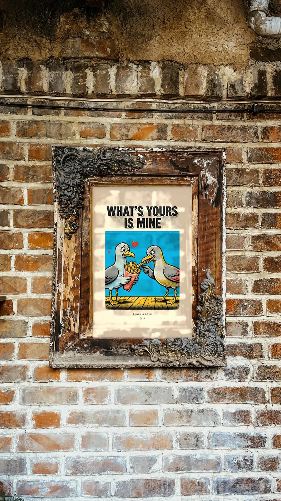 What's Yours Is Mine Personalized Couple Print, personalized couple wall art sample design