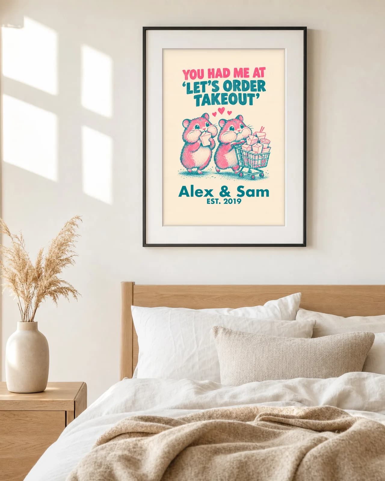 You Had Me at 'Let's Order Takeout' Personalized Couple Print, personalized couple wall art sample design