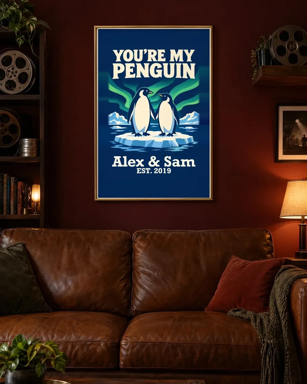 You're My Penguin Personalized Couple Print, personalized couple wall art sample design