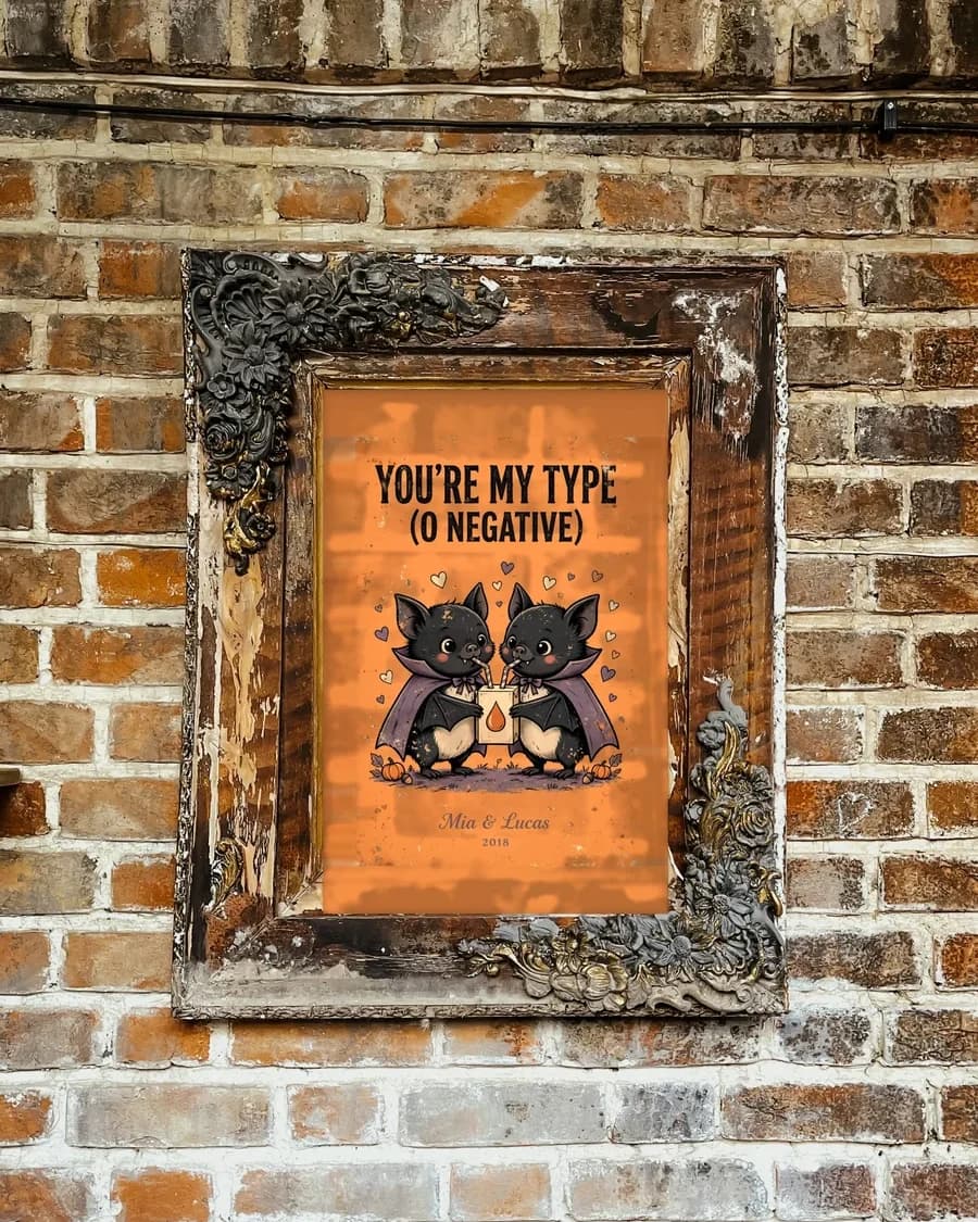 You're My Type (O Negative) Personalized Couple Print, personalized couple wall art sample design