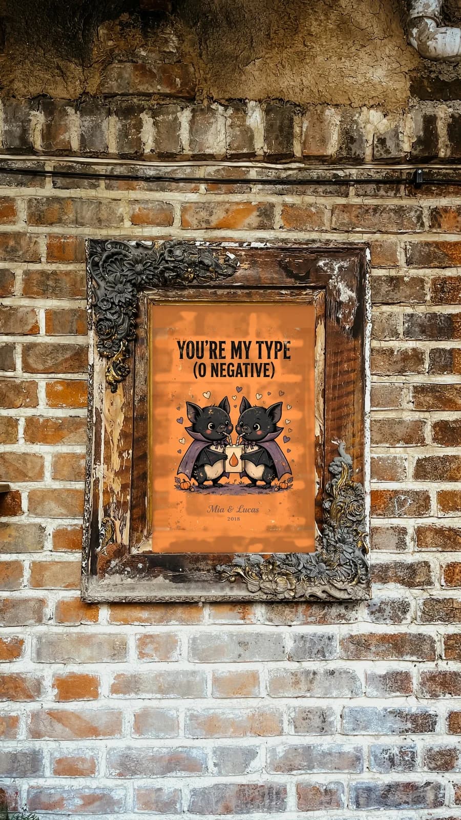 You're My Type (O Negative) Personalized Couple Print, personalized couple wall art sample design