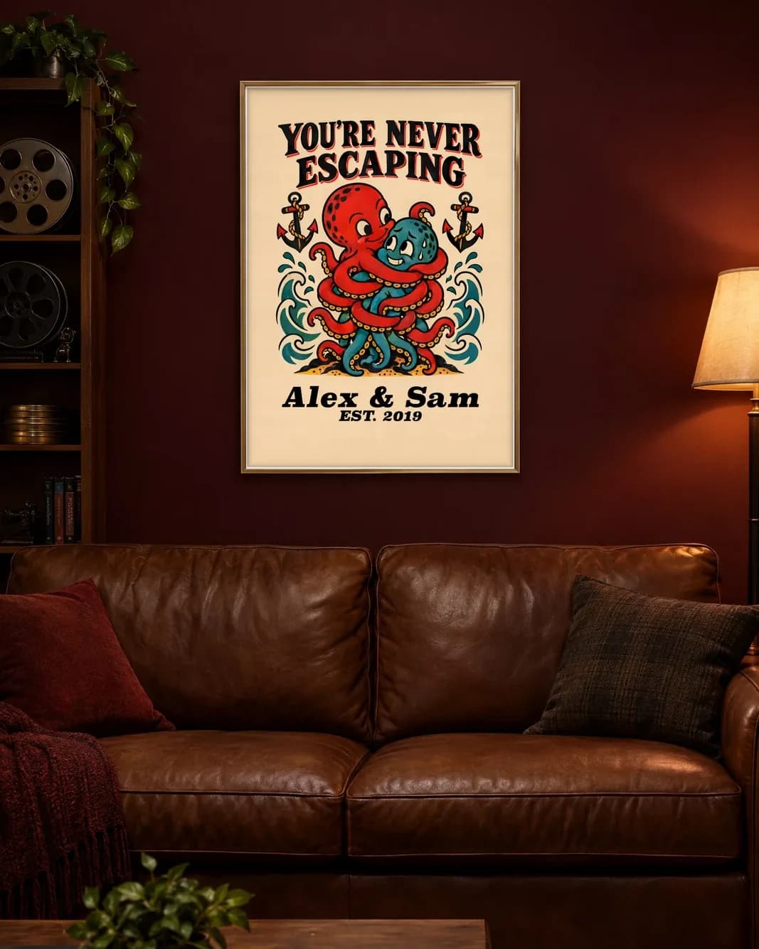 You're Never Escaping Personalized Couple Print, personalized couple wall art sample design
