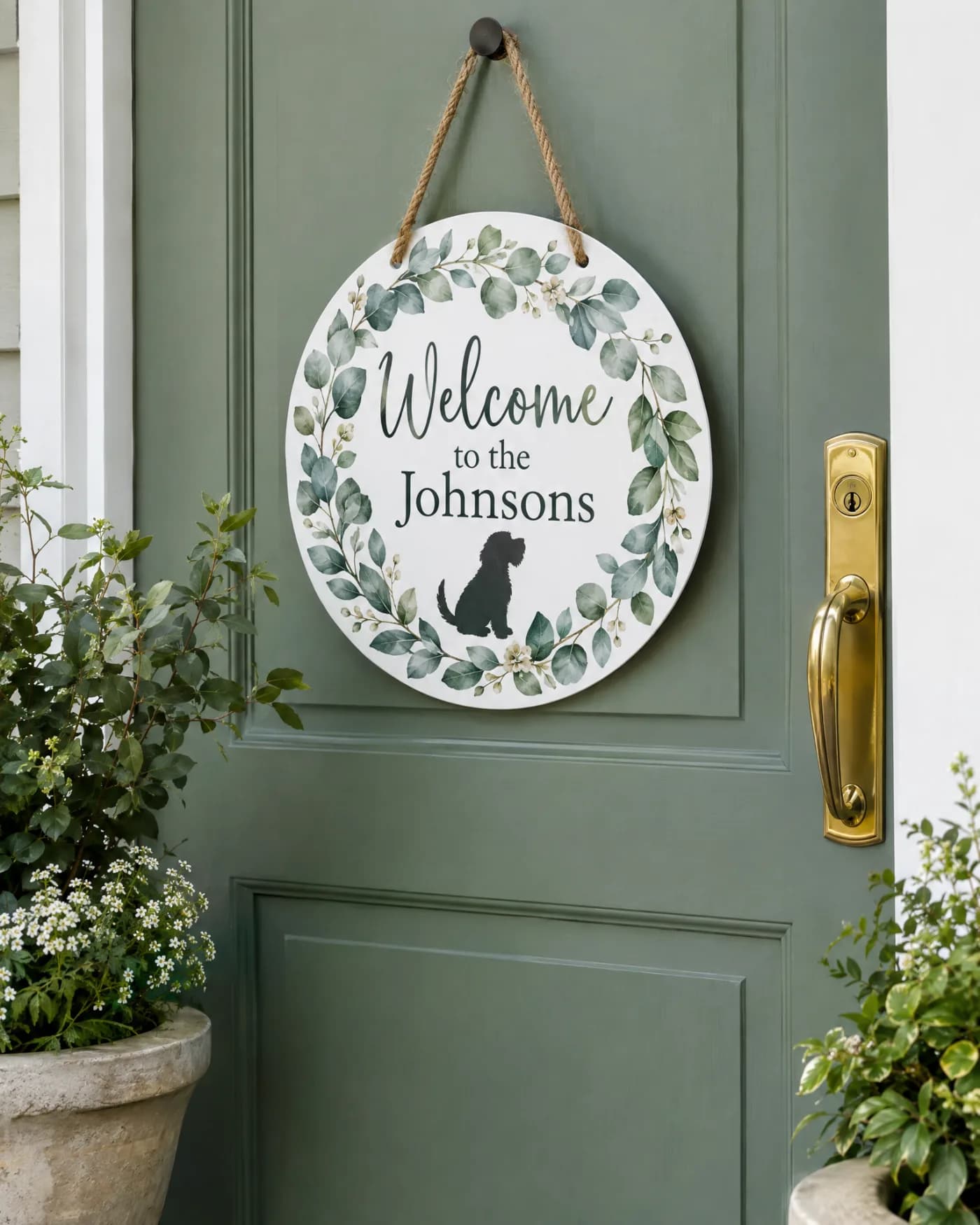 Welcome Door Hanger — Say hello before you open the door.