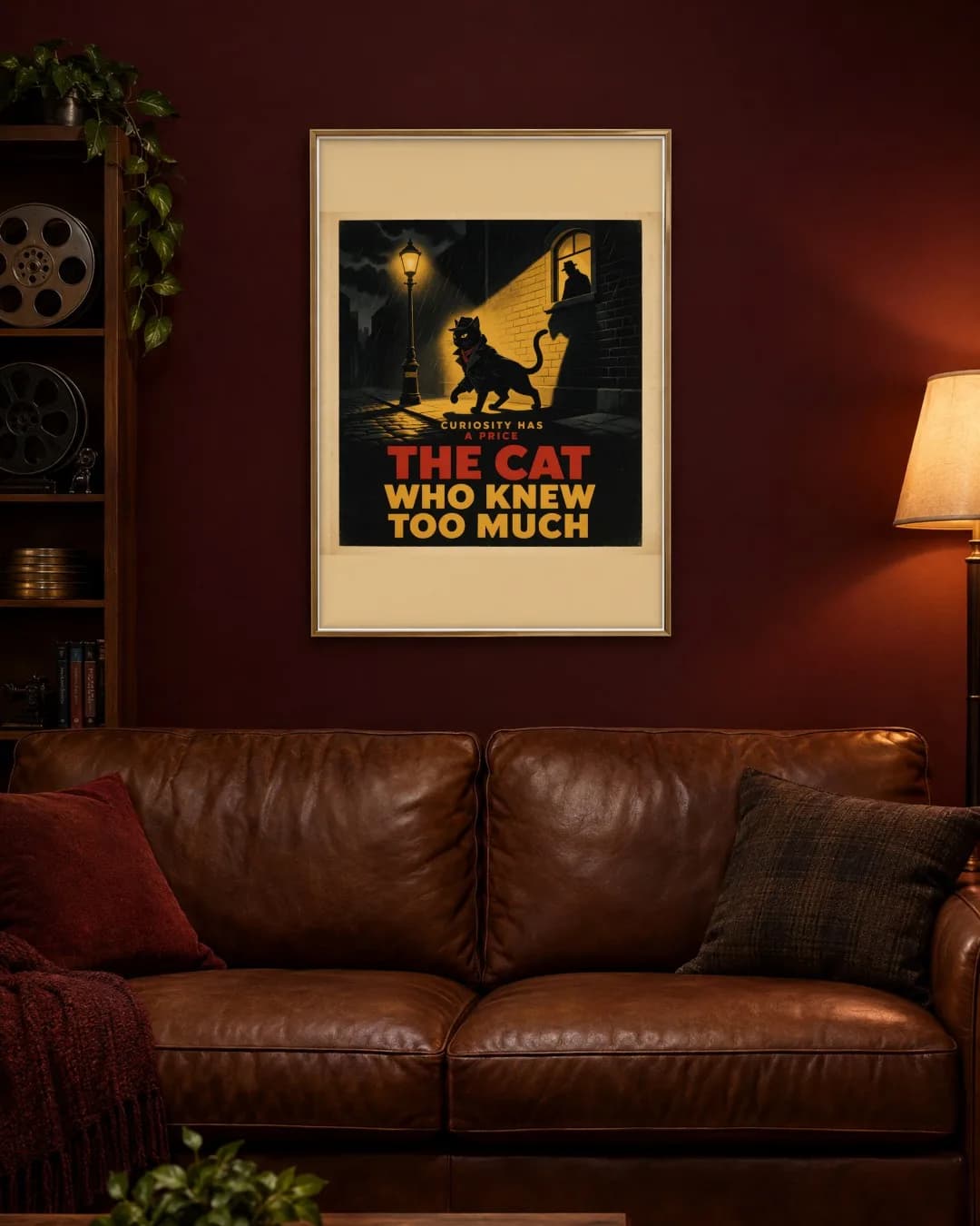 The Cat Who Knew Too Much: Lamplight Metal Poster, metal wall art poster