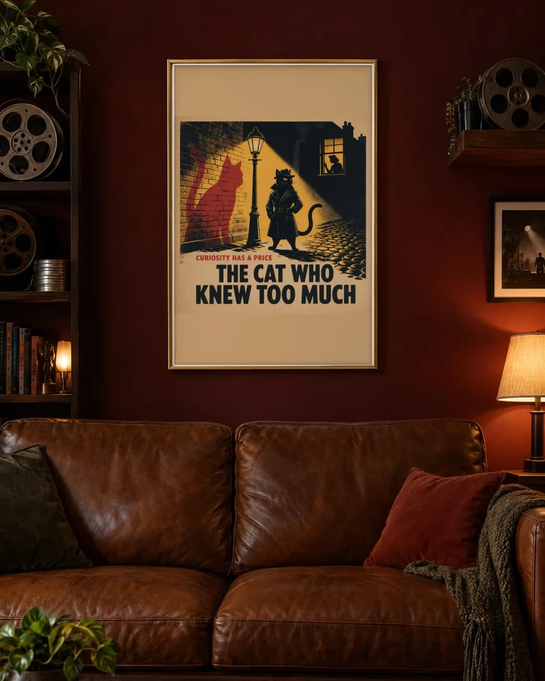 The Cat Who Knew Too Much: Shadow Detective Metal Poster, metal wall art poster