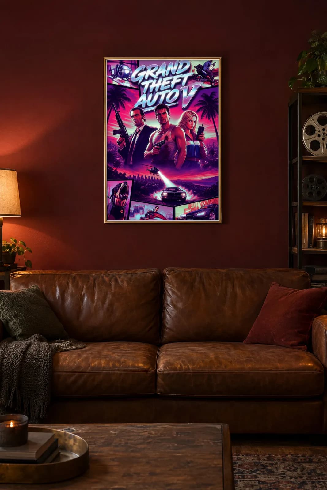 Neon Coast: 80s Airbrush Metal Poster, metal wall art poster