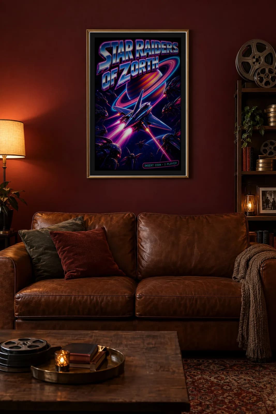 Retro game posters hanging in a room