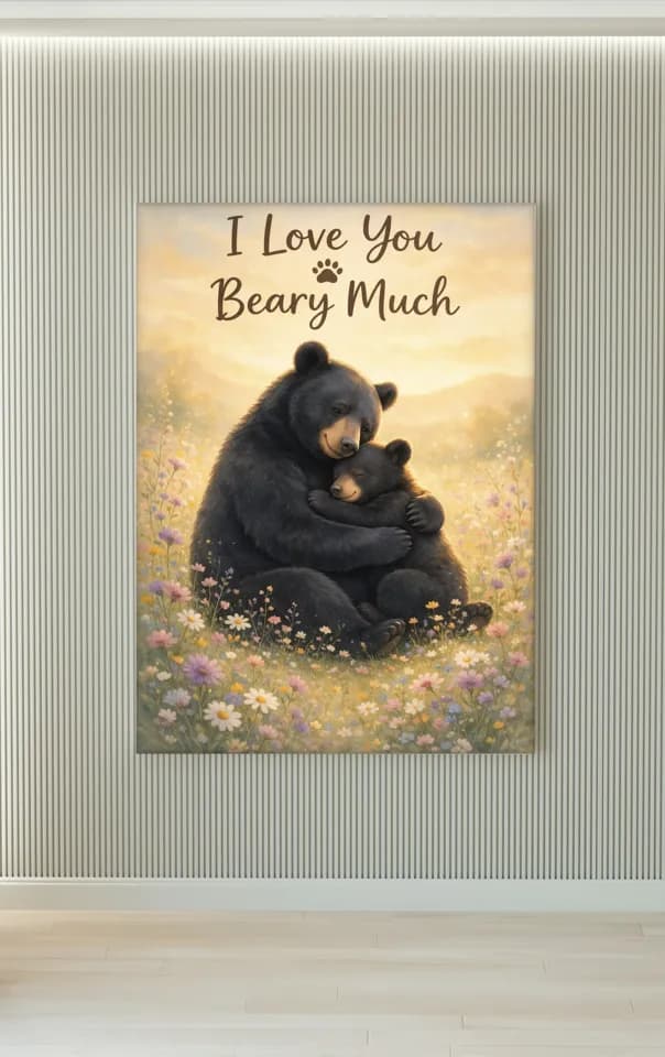Bear Cub Hug printable wall art preview
