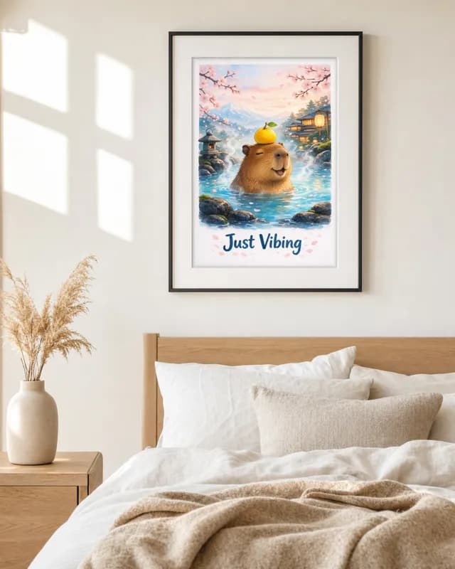 Capybara Hot Spring printable wall art preview