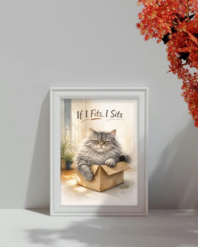 Cat In Box Sun printable wall art preview
