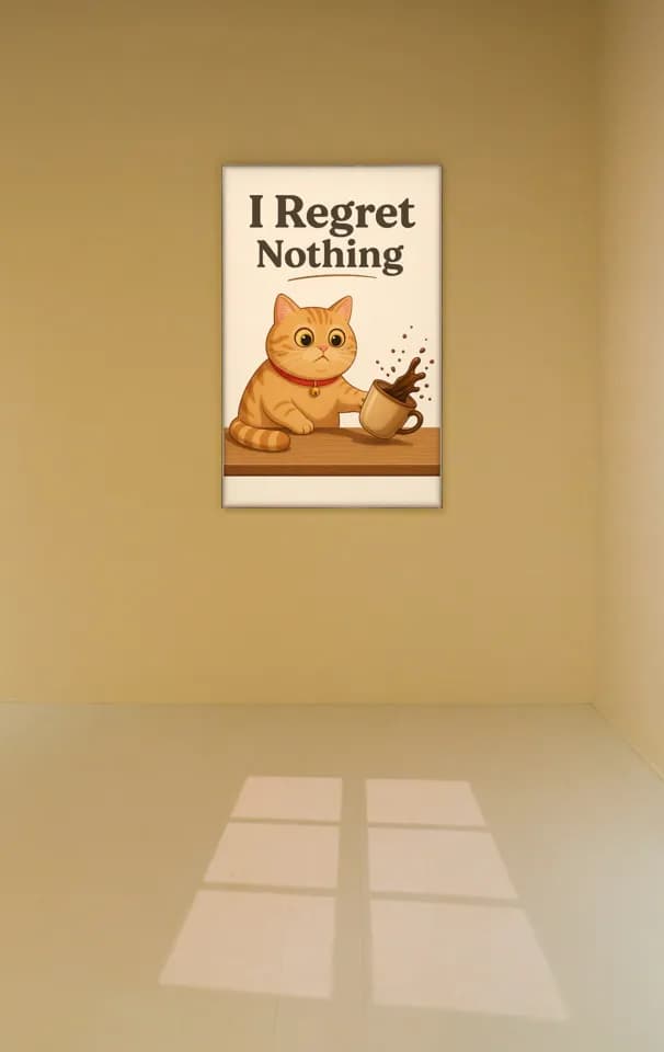 Cat Knocking Mug printable wall art preview
