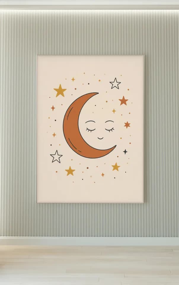 Crescent Moon Face printable wall art preview