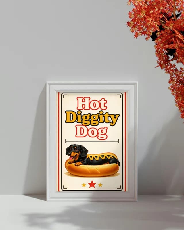 Dachshund Hot Dog printable wall art preview